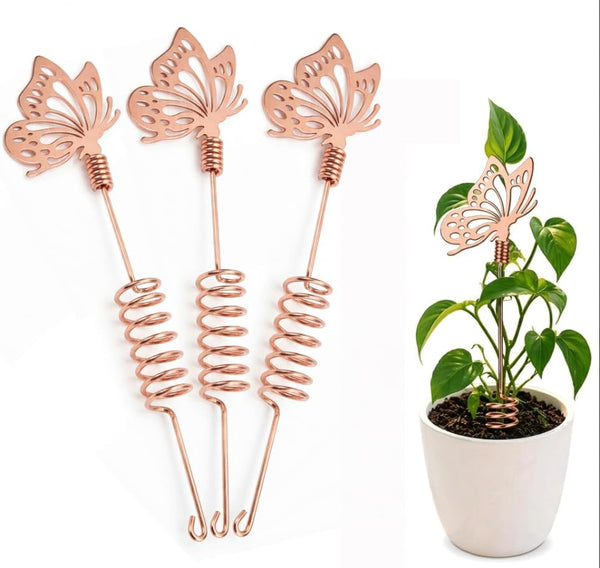 Copper Butterfly Garden Stakes (Set of 3) – Unique Garden Decor Gift for Plant Lovers